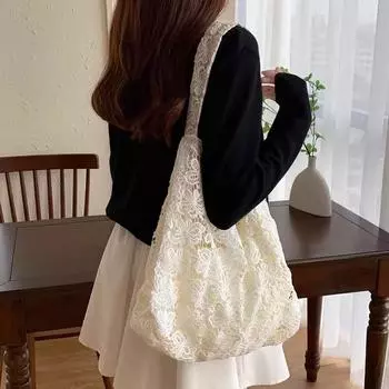 Кружевная сумка через плечо, женская летняя маленькая свежая сельская сумка для поездок на работу, дорожные сумки для покупок