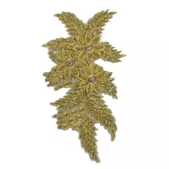 Кружевная ткань Цветочная аппликация Стразовая тканевая аппликация Украшение для одежды Тканевая нашивка Шитье