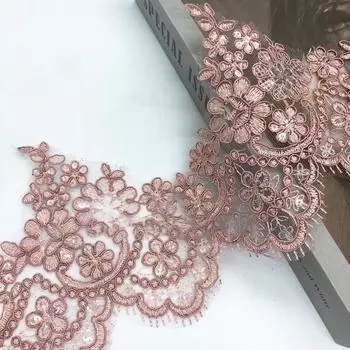 Кружевная ткань с блестками, 1 ярд, цветочная венецианская сетка, аппликация, швейное ремесло, ширина 15 см белый