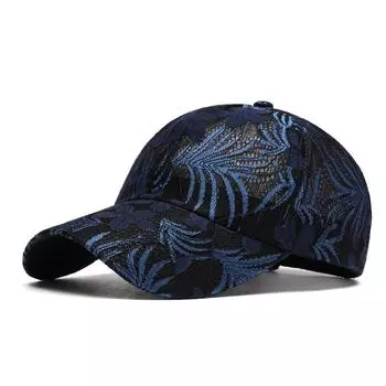 Кружевная тонкая летняя дышащая бейсболка женская с цветочной вышивкой кепка для отдыха на открытом воздухе солнцезащитная шляпа темно-синий