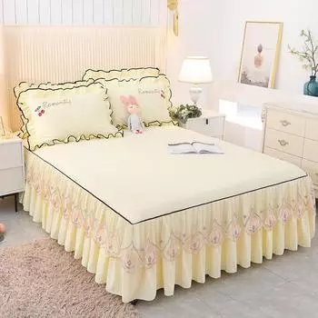 Кружевная юбка-кровать Покрывало Защитный чехол Нескользящее покрывало 1,5 м 1,8 м Зима 150cmx200cm 1pcs