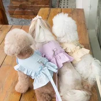 Кружевная юбка Нагрудный ремень Поводок Прогулочная собака Кошка Жилет Одежда Тедди Йоркширский шнауцер Мальтийская болонка Бишон Товары для собак Ошейники для собак S