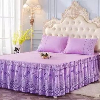 Кружевная юбка принцессы на кровать с цветочной вышивкой, юбка на кровать, нескользящее покрывало на кровать, покрывало Queen King, постельное белье, наматрасник, декор для постельного белья 1pc Skirt 150x200cm