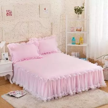 Кружевная юбка принцессы, нескользящий наматрасник, юбка с рюшами, простыня, покрывало для дома, спальни, мягкое покрывало, декор юбки-кровати 1pc Skirt 120x200cm