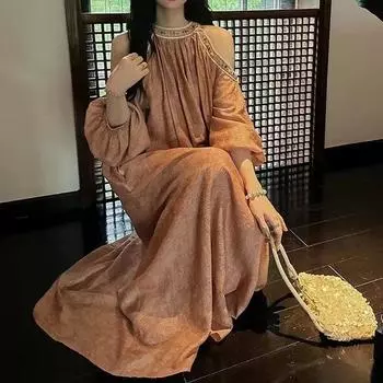 Кружевная юбка с открытыми плечами, стильное французское платье для кофе-брейка XS