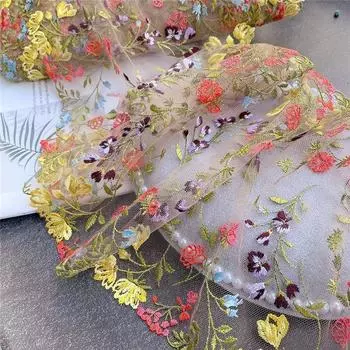 Кружевная вышитая бейка, окантовка, лента, сетчатая ткань, прозрачное шитье с цветочным принтом для юбок, ткань, вечернее свадебное платье, сделай сам бежевый