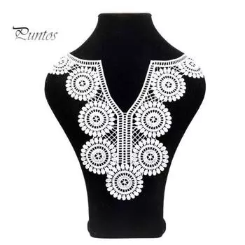 Кружевная вышивка, полый цветок, вырез, накладной воротник, отделка, аппликация для шитья белый