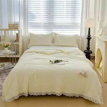 Кружевная вышивка в стиле принцессы, летнее одеяло, приятное для кожи, мягкое, с кондиционером, украшение для спальни, многофункциональное тонкое одеяло 150x200cm Single 1Pc