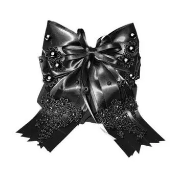 Кружевная заколка для волос, головной цветок, искусственный жемчуг, атласный бант, декор, сетка, резинка для волос, органайзер для волос, головной цветок, головной убор чёрный