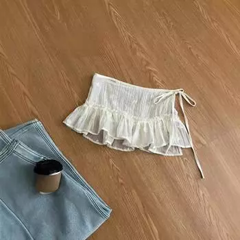 Кружевная занавеска для пука Женский Осень и Зима Весна Новое Бандажное Платье Соответствующая Юбка Занавеска Модная Белая Кружевная Юбка Прилив one size бежевый