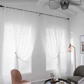 Кружевная занавеска из марли, готовая основа, трикотажная пряжа, французская, корейская, американская, пасторальная, белая, марлевая занавеска, занавеска для двери, эркер, спальня 150cm width * 100cm height