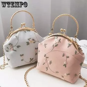 Кружевная Золотая Сумка Женский Ретро Китайский Стиль с Сумкой Cheongsam Маленькая Сумка Свежая Ракушка One Size розовый