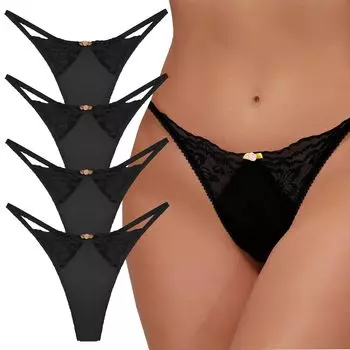 Кружевное бикини Panegy Extreme Beautiful Размер S Женские трусики Т-бэк, Трусики с низкой посадкой, Трусики, Набор из 4 штук, Белье, Нижнее белье, Сексуальные, С высоким вырезом, Ягодицы,