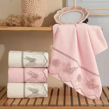 Кружевное хлопковое полотенце 50/90 Butterfly Dowry, 4 шт., полотенце для рук и лица