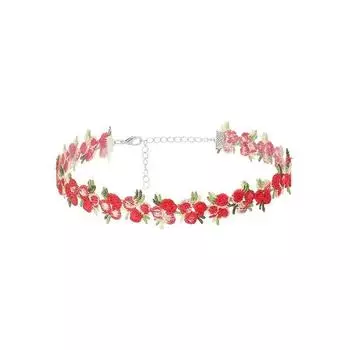 Кружевное колье-чокер с короткими ключицами One Size красный