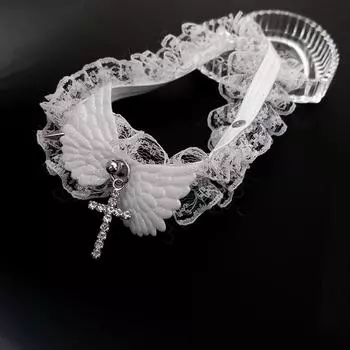 Кружевное колье с крыльями ангела, широкое кружевное кожаное ожерелье в стиле Лолиты, женское ожерелье в подарок чёрный