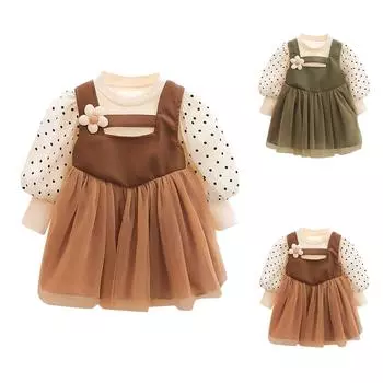 Кружевное лоскутное платье для маленьких девочек, комплект одежды на подтяжках 100-XL зелёный