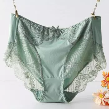 Кружевное нижнее белье большого размера для женщин, сексуальные трусы со средней талией, облегающие бедра, мягкие удобные трусики L