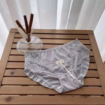 Кружевное нижнее белье для девочек, поясная сумка, ягодицы, впитывающие влагу, дышащие и антибактериальные трусы из чистого хлопка для женщин one size светло-серый