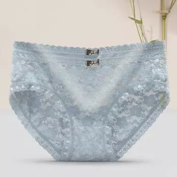 Кружевное нижнее белье для женщин без знаков, сексуальное и очаровательное, со средней талией, ягодицами, дышащее хлопковое дышащее женское нижнее белье с промежностью M чёрный