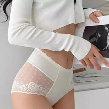 Кружевное нижнее белье для женщин Трусы с высокой талией Утягивающие приподнятые ягодицы Тонкая сетка Сексуальное женское белье Красивые ягодицы Бесшовные эластичные однотонные трусики L чёрный