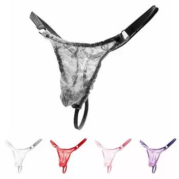 Кружевное нижнее белье, мужские стринги, стринги, выпуклая сумка, трусики, бикини One size