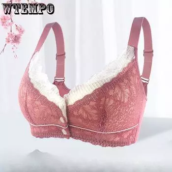 Кружевное нижнее белье с пуговицами спереди, женское, стильное, с чашечками и регулируемыми бретелями, для людей среднего и пожилого возраста, без стальных ободков, бюстгальтер больших размеров 36/80B
