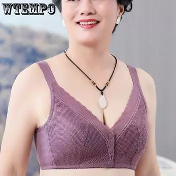 Кружевное нижнее белье с пуговицами спереди, женское, стильное, с регулируемыми бретелями для среднего и пожилого возраста, бюстгальтер больших размеров без стальных ободков 34/75B