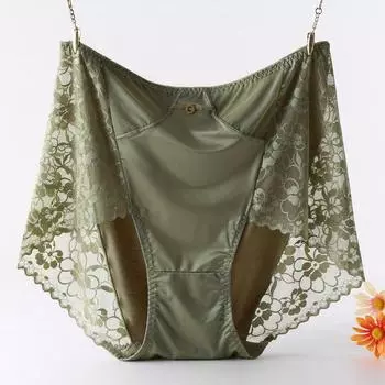 Кружевное нижнее белье с высокой талией для женщин, сексуальное нижнее белье с увеличенным весом, модальные атласные трусики 2XL вистерия