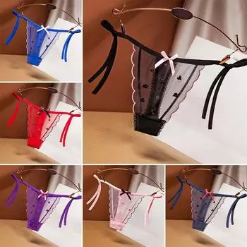 Кружевное нижнее белье, трусики-стринги с завязками, трусики, регулируемые женские трусы-стринги, нижнее белье темно-зеленого