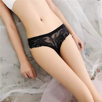 Кружевное нижнее белье, женские трусики, прозрачные сексуальные стринги с бантом, бесшовные треугольные брюки One Size
