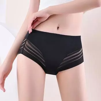 Кружевное нижнее белье женское с высокой талией большого размера сексуальные трусы бесшовные ледяной шелк полые дышащие хлопковые трусики с треугольным вырезом L темно-зеленого