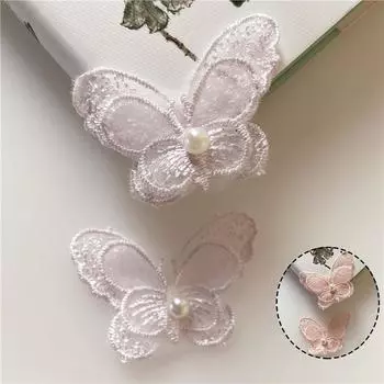 Кружевное пальто и аксессуары для одежды с бабочками, доступны патчи, аксессуары для шапок с вышивкой из органзы ручной работы своими руками 5*3.5cm