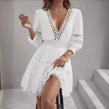 Кружевное платье 2023 года — Новое поступление Medium белый