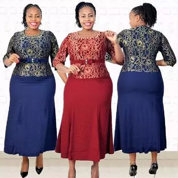 Кружевное платье больших размеров в европейском и американском стиле с изысканными деталями XXL