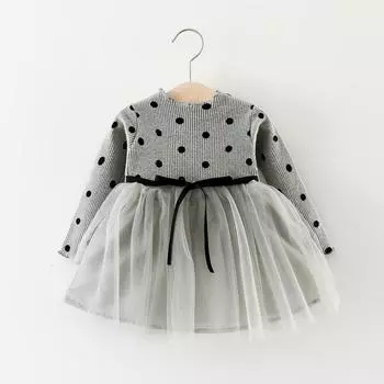 Кружевное платье для маленьких девочек, цветочное платье в горошек для новорожденных, одежда для девочек, милая детская одежда для принцессы на свадьбу 9M