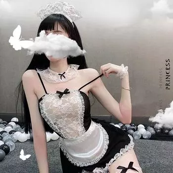 Кружевное платье с бантом для косплея, униформа горничной, нижнее белье, сексуальные костюмы для ролевых игр на Хэллоуин