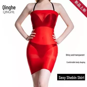 «Кружевное платье-труба Qinghe Shebin»: Сексуальная, блестящая и обтягивающая юбка с чулками