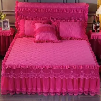 Кружевное покрывало принцессы, домашнее теплое хлопковое утолщенное покрывало на кровать, противоскользящее покрывало, кружевное покрывало, украшение для кровати королевского размера 1 Pc Skirt 120x200cm