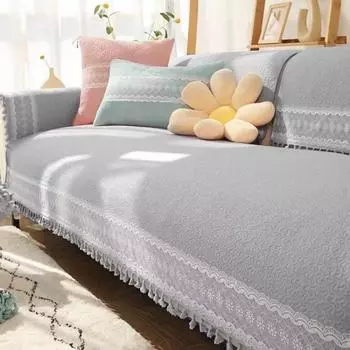 Кружевное полотенце для дивана, хлопковая ткань, чехол для подушки, нескользящий чехол для дивана, современный домашний декор для гостиной на четыре сезона 70x70cm 1pcs