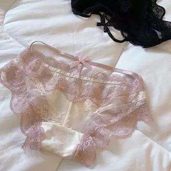 Кружевное сексуальное нижнее белье для женщин из французского атласа Pure Desire с низкой талией, дышащие трусики M белый