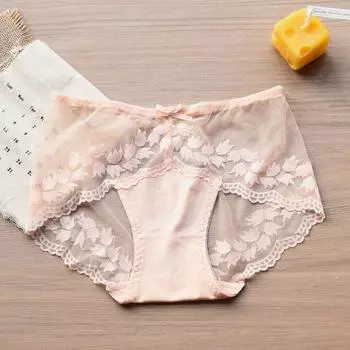 Кружевное сексуальное нижнее белье со средней талией, тонкие сетчатые прозрачные трусы, бесшовные дышащие женские трусики M