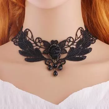 Кружевное сексуальное ожерелье, цепочка на ключицу, ошейник, аксессуары One Size чёрный
