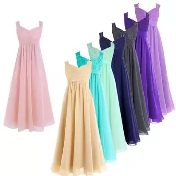 Кружевное шифоновое платье без рукавов с цветочным принтом для девочек, свадебное платье подружки невесты, бальное платье для юниоров, торжественное праздничное платье макси 7-8 Years фиолетовый