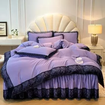 Кружевное стеганое покрывало для кровати из четырех частей в стиле принцессы, утолщенное покрывало с начесом, кружевное покрывало, модное постельное белье 1.5m bed skirt 4pcs