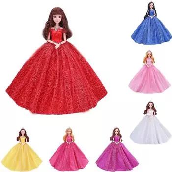 Кружевное вечернее платье принцессы со стразами и открытыми плечами для кукол, девочек, детская игрушка фиолетовый