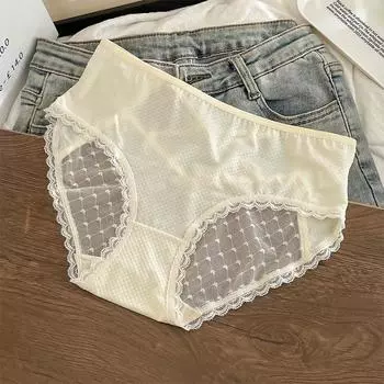 Кружевное женское нижнее белье, сексуальные открытые тонкие дышащие эластичные брюки со льдом, полностью прозрачные сетчатые брюки M