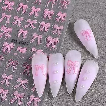 Кружевной бант наклейки для дизайна ногтей клейкие слайдеры для ногтей украшения рельефные аппликации для ногтей своими руками A3