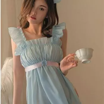 Кружевной бант с открытой спиной Babydoll эротическое нижнее белье для ролевых игр праздничный костюм женское сексуальное нижнее белье горячее милое платье горничной униформа костюм комплект XXS