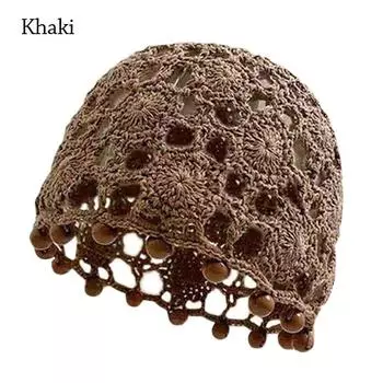 Кружевной берет, выдолбленная шапка Skullies, дышащая вязаная шапка для женщин